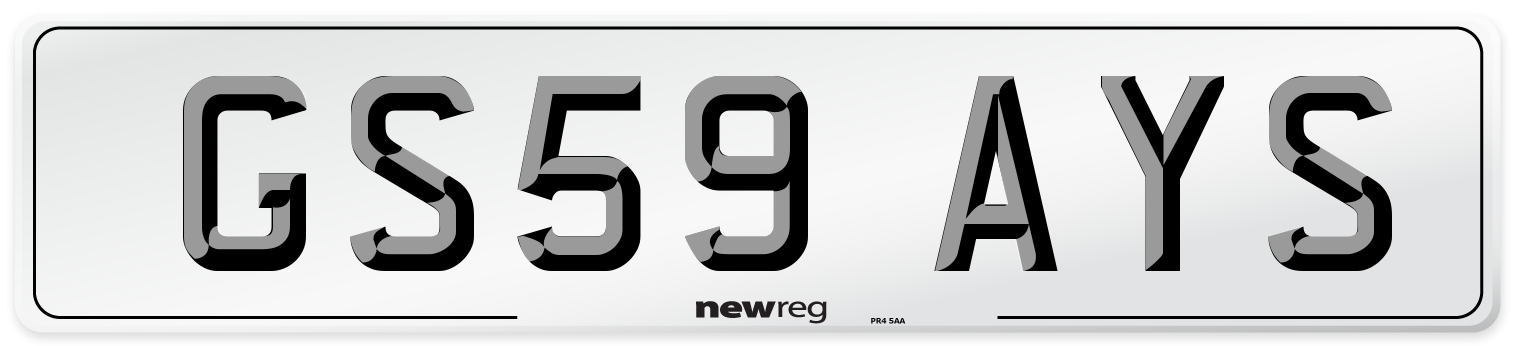 GS59 AYS Number Plate from New Reg